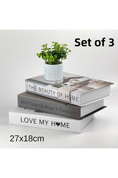 devideko مجموعة من 3 صناديق تخزين مزخرفة بمظهر الكتاب، مجموعة ديكور منزلي بتص...