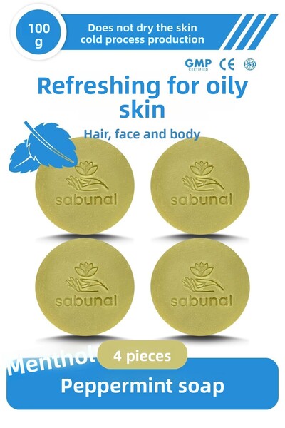 sabunal Menthol Mint Soap 4 Pieces - Refreshing Oily Skin and Hair Cleansing ...