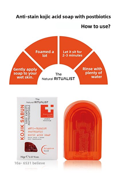 The Natural Ritualist Anti-Blemish Postbiotic Kojic Acid Soap with Kojic Acid Effect 70 Gr