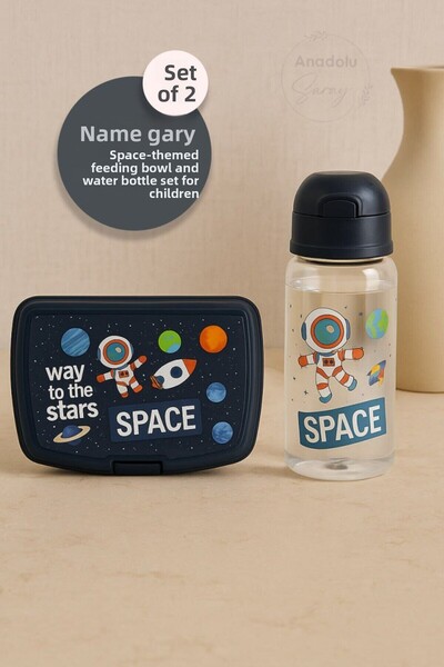 Anadolu Saray Space Themed Lunch Box and Water Bottle Set for Kids |   Durable and Bpa Free