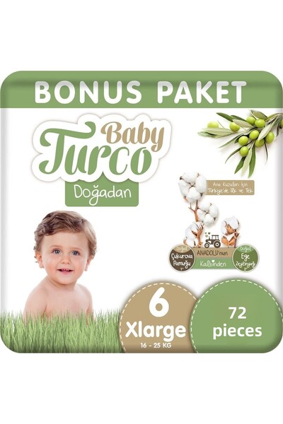 Baby Turco حفاضات اطفال مقاس 6 اكس لارج 72 قطعة