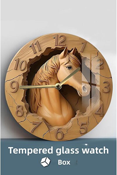 kutuTR Horse Figure Tempered Glass Watch 33 cm Csdw320