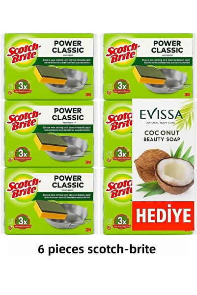 Scotch Brite إسفنجة مسطحة كلاسيكية من باور، عبوتين × 6 عبوات (12 إسفنجة)