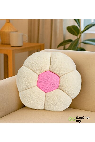 Özgüner Oyuncak Decorative Daisy Shaped Plush Pillow 40 cm – Soft and Comfort...
