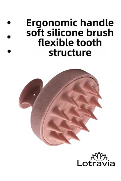 Lotravia Perie de spălat păr din silicon moale / Perie de duș pentru șampon p...