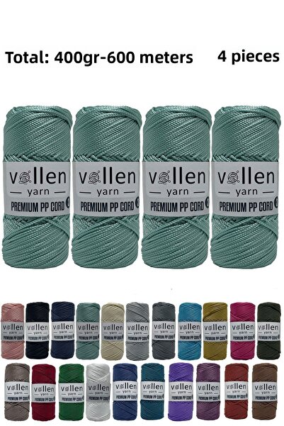 vollen yarn 600m Ață de macrame din poliester, Ață Supla, Ață pentru pungi, Ață pentru brățări, macrame, Verde apă 1,5mm-400gr