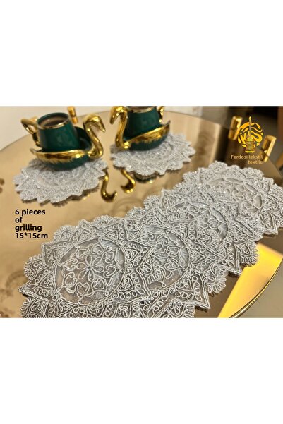 Tekstilsa Presentation Napkin, Cocktail Napkin, Coffee Side Presentation Holder, Coaster 6 Pieces Presentation Napkin Gray