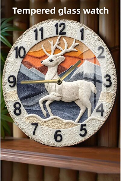 kutuTR ساعة من الزجاج المقسى بتصميم ثلاثي الأبعاد تجمع بين أناقة الطبيعة مع مرور الوقت - 33 سم CSDW036