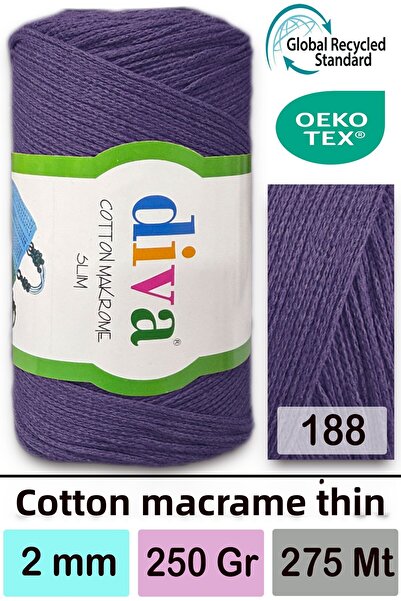 Diva İplik Diva Bumbac Macrame Subțire 188 Violet