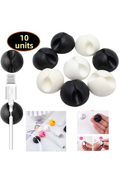 Neler Geldi Neler 10 قطع من مشابك تثبيت الكابلات اللاصقة، لون أسود وأبيض