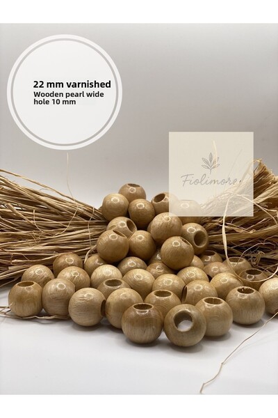 Fiolimore خرز خشبي مطلي 22 ملم (50 جرام 15 قطعة) قطر الفتحة 10 ملم لوح دائري ...