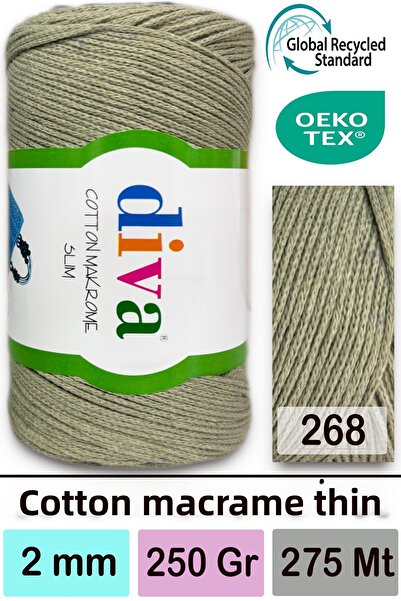 Diva İplik Diva Cotton Macrame Thin 268 Mold Green