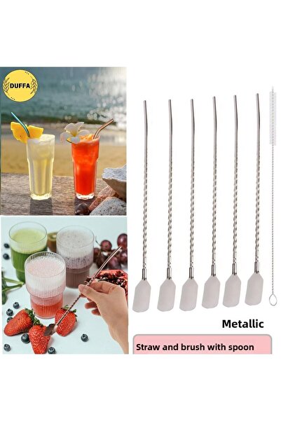 Kiesa Set of 6 Stainless Steel Spoon Pipettes and Cleaning Brush 22 cm