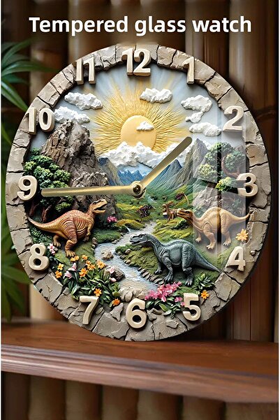 kutuTR Dinosaur Themed Stylish Design 3D Look Tempered Glass Watch – 33 cm Csdw027