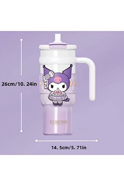 ada çanta kırtasiye Kuromi Character Sanrio 900ml Children's Thermos Flask Stainless Steel Lilac Ad63257