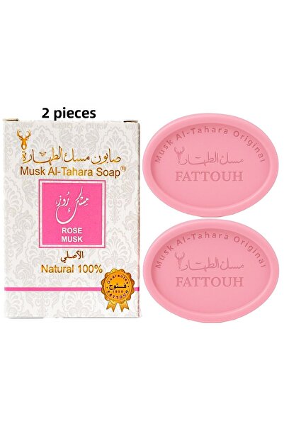 MUSK AL TAHARA قطعتان من صابون روز مسك أنيق ورومانسي وناعم. رائحة الورد الطاز...