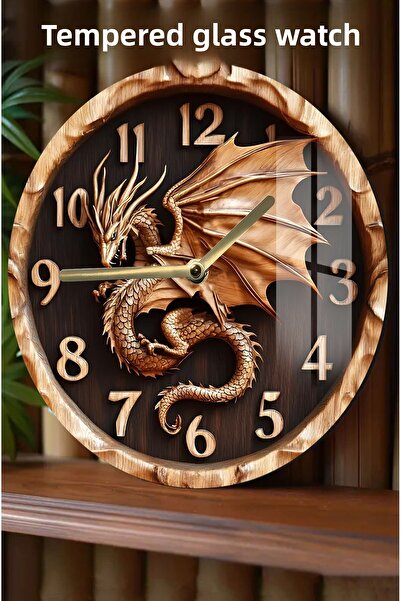 kutuTR Dragon Themed Stylish Design 3D Look Tempered Glass Watch – 33 cm Csdw044