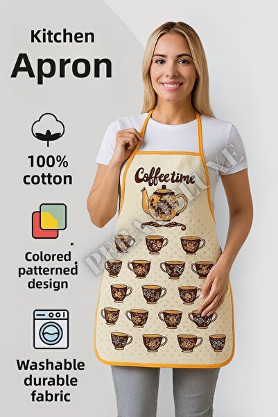 Pera Deluxe مريلة مطبخ منقوشة ملونة من القطن بنسبة 100%، قماش متين قابل للغسل