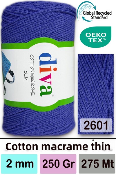 Diva İplik Diva Cotton Macrame Subțire 2601 Saks Blue