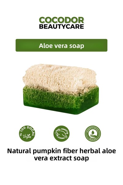 homeartplus Handmade Natural Pumpkin Fiber Aloe Vera Extract Soap 120Gr