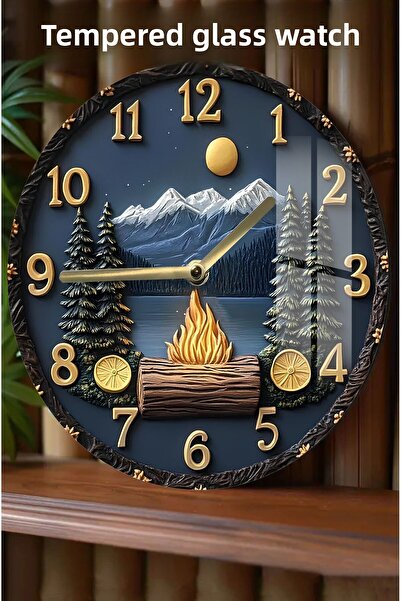 kutuTR Campfire Themed Design 3D Look Tempered Glass Watch – 33 cm Csdw046