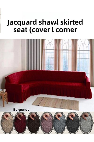 upmall Jacquard Shawl Pattern L Corner Sofa Cover, Stretchy Seat Cover, Ottom...