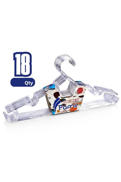 Pamir Plastik 18 τμχ Διαφανής κρεμάστρα ρούχων Κρυστάλλινη κρεμάστρα