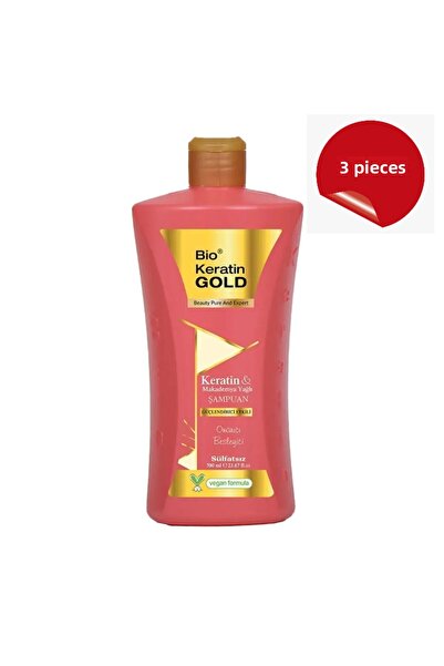 Bio Keratin Gold Keratin & Macadamia Oil Strengthening Effect Salt-Free Shampoo 700 ml 3 Pieces