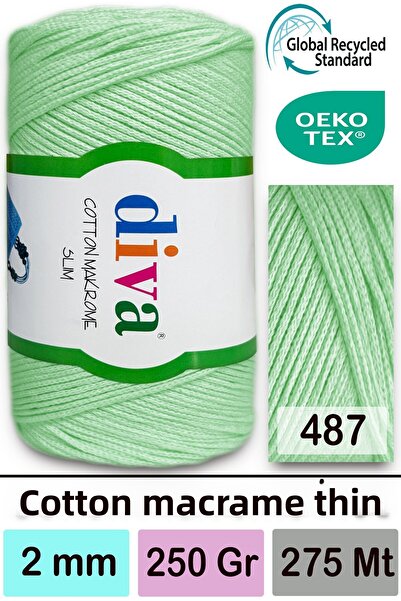 Diva İplik ديفا قطن مكرامية رفيعة 487 أخضر مائي