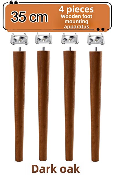 GLASWEN 4 bucăți picioare din lemn, stejar închis, 35 cm, cu dispozitive de c...