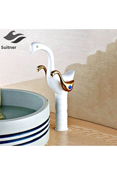 OEM صنبور حوض الحمام بتصميم جديد من الذهب الأبيض البجعة، ضمان 7 سنوات مستورد