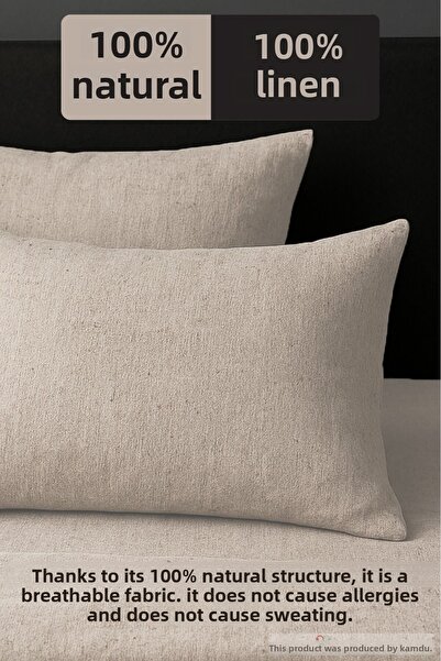 embays collection 2 Pieces of 100% Raw Linen Cotton Cover Pillow Case, Organic Pillow Case, Elegant Pillow Case