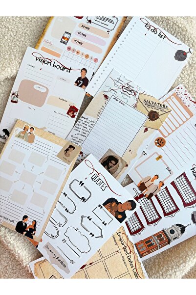 Pankart Evi The Vampire Diaries Themed 9-Piece Bullet Journal Card Set - to Do List - Vampire Diaries