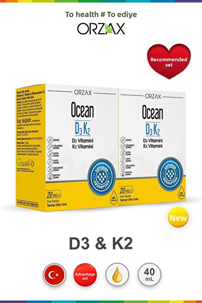 Orzax Ocean D3K2 Vitamin Drops 20 ml (2 Pcs)