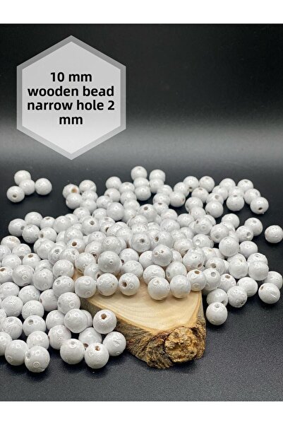 Fiolimore Mărgele din lemn alb de 10 mm (50 grame 114 bucăți) Diametru gaură ...
