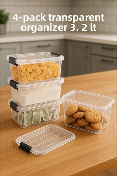 EWs 4-Piece Transparent Storage Box & Organizing Box 3.2 Lt
