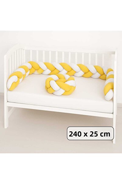 JULYA KİDS Knitted Protector 240 *25 cm 3-Piece Knitted Crib Protector Yellow
