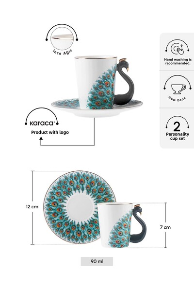 Karaca Peacock 2 Personality Coffee Cup 90 ml