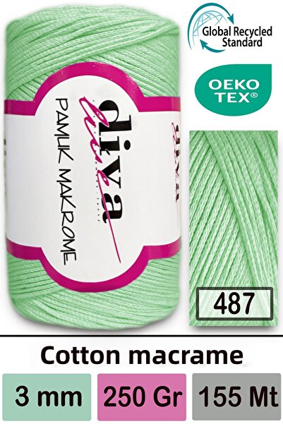 Diva İplik Diva Bumbac Macrame 487 Verde Apă