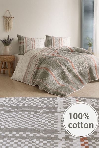 Evimcim 100% Cotton Single Quilted Duvet Cover Set Modern Pattern Luxury Box