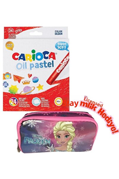 Disney Frozen Licensed Pen Holder with Gift - Carioca Set of 24 Oil Pastels