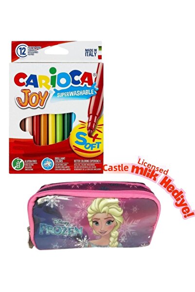 Disney Frozen Licensed Pen Holder with Gift - Carioca Joy 12 Color Washable Felt Tip Pen Set