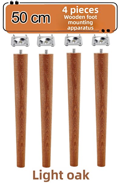 GLASWEN 4 bucăți picioare din lemn, stejar deschis, 50 cm, cu dispozitive de ...