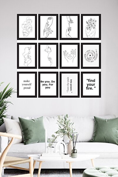 woodsia Set de pictură din lemn MDF cu aspect cadru de 12 bucăți SET1012