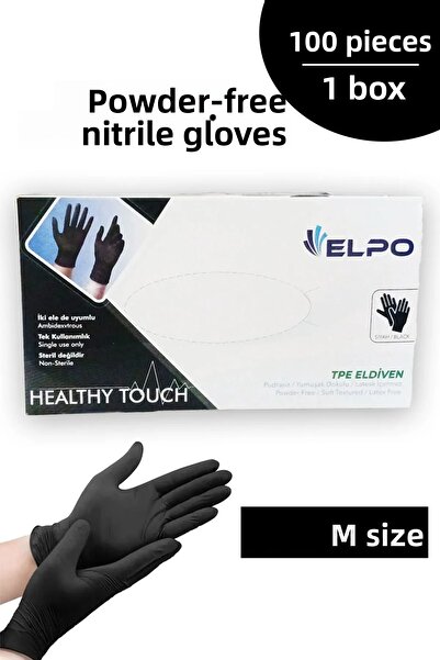 EMORFOHOME Disposable Powder Free Black Size m Gloves 100Pcs Burger Cafe Exam...
