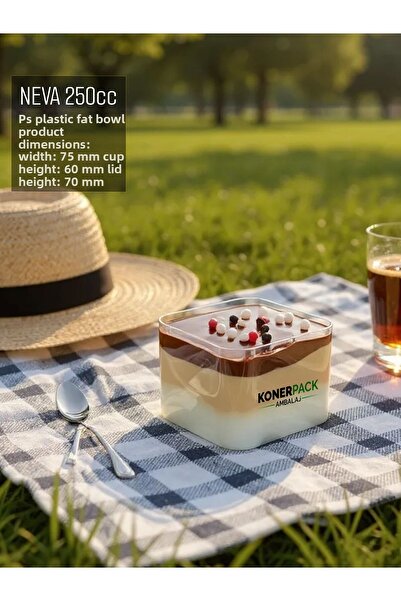 KONERPACK 36 Pieces Mica Hard Plastic Dessert Bowl 36 Cups + 36 Lid Set