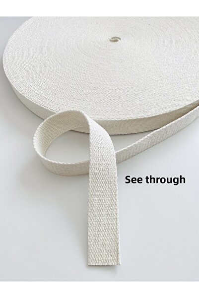 seyranat شريط أبيض اللون منسوج ضيق 100% قطن بعرض 3 سم وطول 3 أمتار لحزام حقيبة