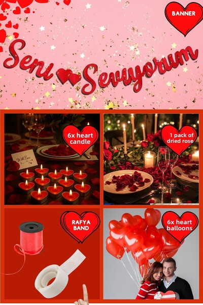 Baloncu Nene Red Heart Balloon Valentine's Day Marriage Proposal for Husband and Wife Romantic Special Day Anniversary Set