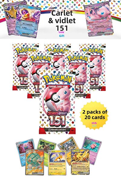 hediyecik بوكيمون سكارليت وفيوليت 151 بطاقة تعزيز - بطاقة لعبة بوكيمون 2 حزمة