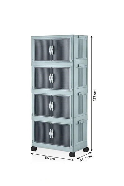 FORSACE 4-Tier Portable Multi-Purpose Organizer with Lid - Stackable Kitchen and Pantry Cabinet